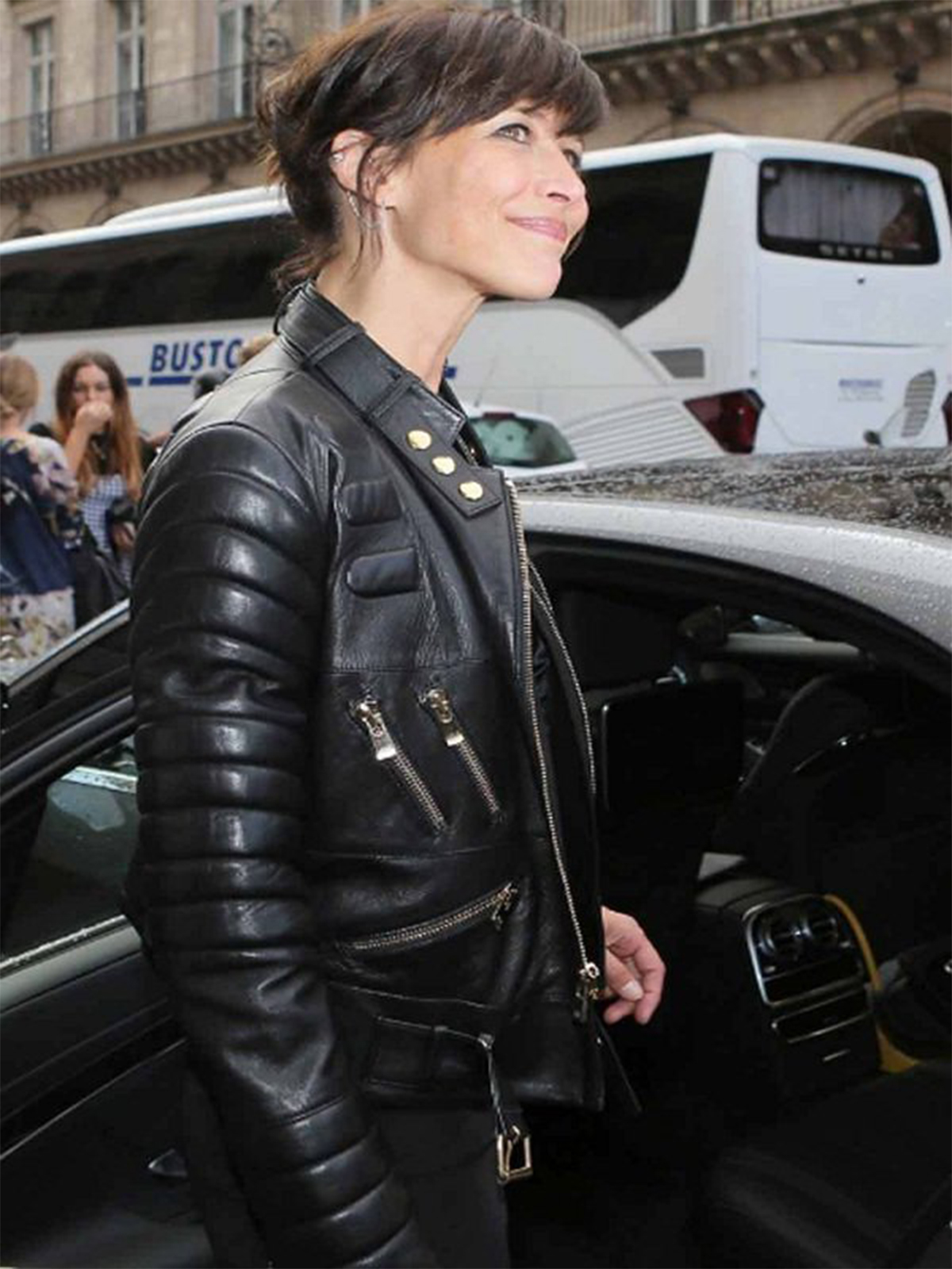 Sophie Marceau Black Leather Jacket
