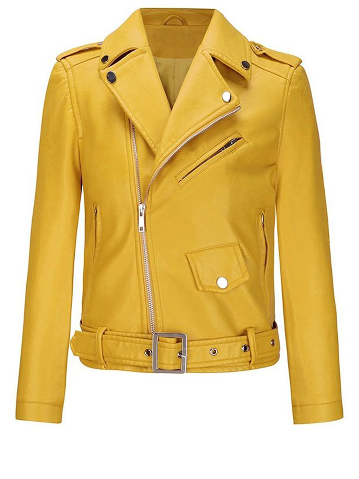 Stylish Female Motorcycle Yellow Jacket