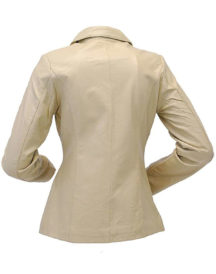 Three Button Tan Lambskin Leather Blazer Women