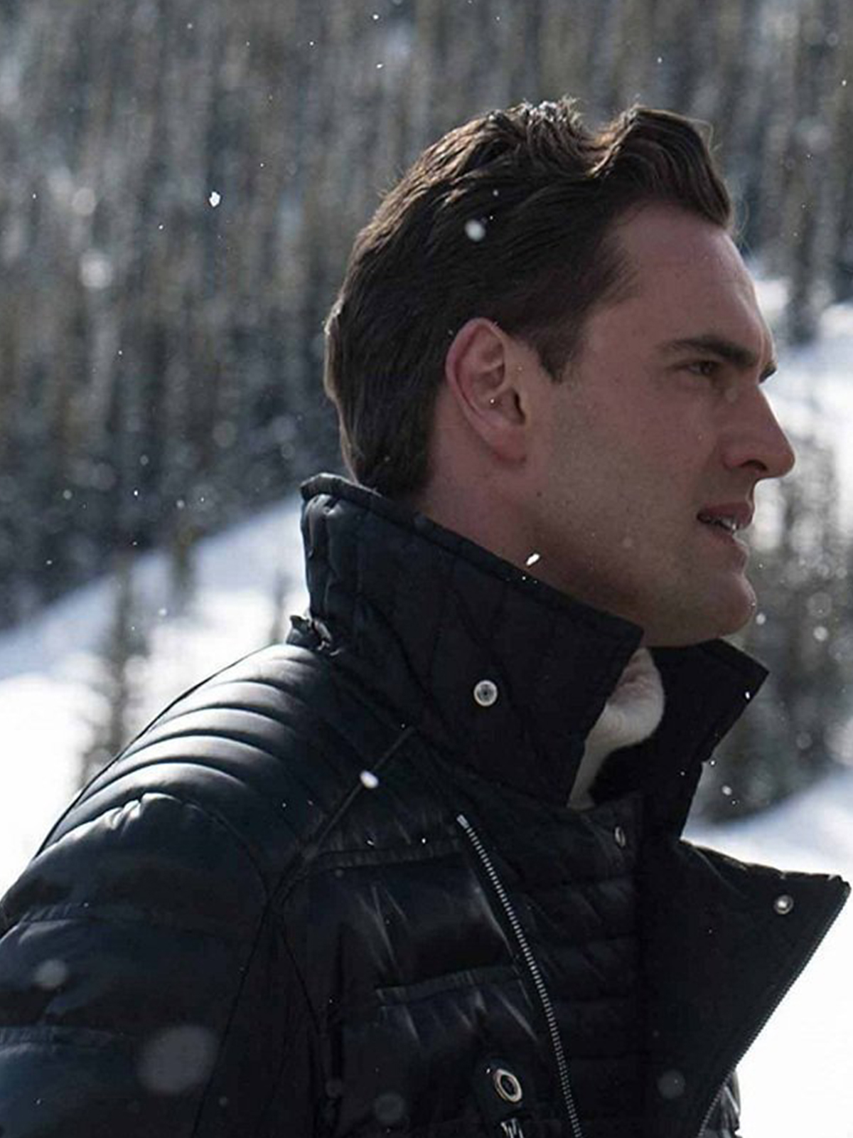Tom Bateman Cold Pursuit Padded Black Jacket