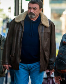 Tom Selleck Jesse Stone Collar Leather Jacket