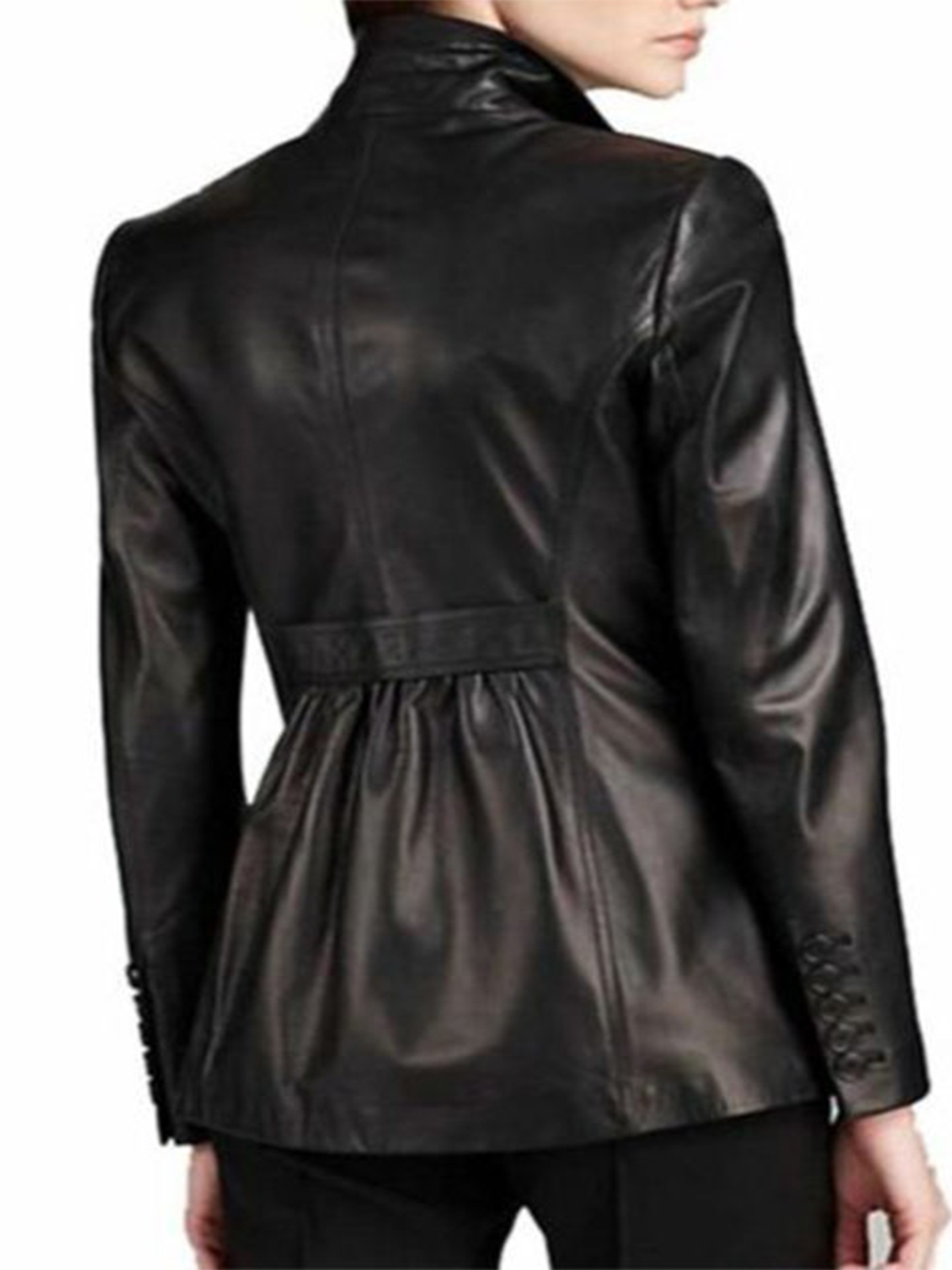 Top Celebs Design Black Leather Blazer