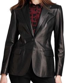 Top Celebs Design Black Leather Blazer