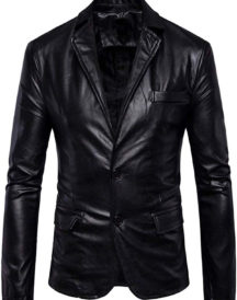 Trendy Black Leather Blazer For Men