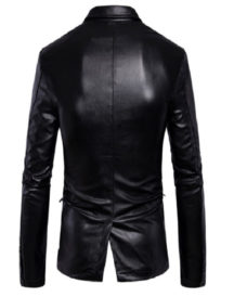 Trendy Black Leather Blazer Men