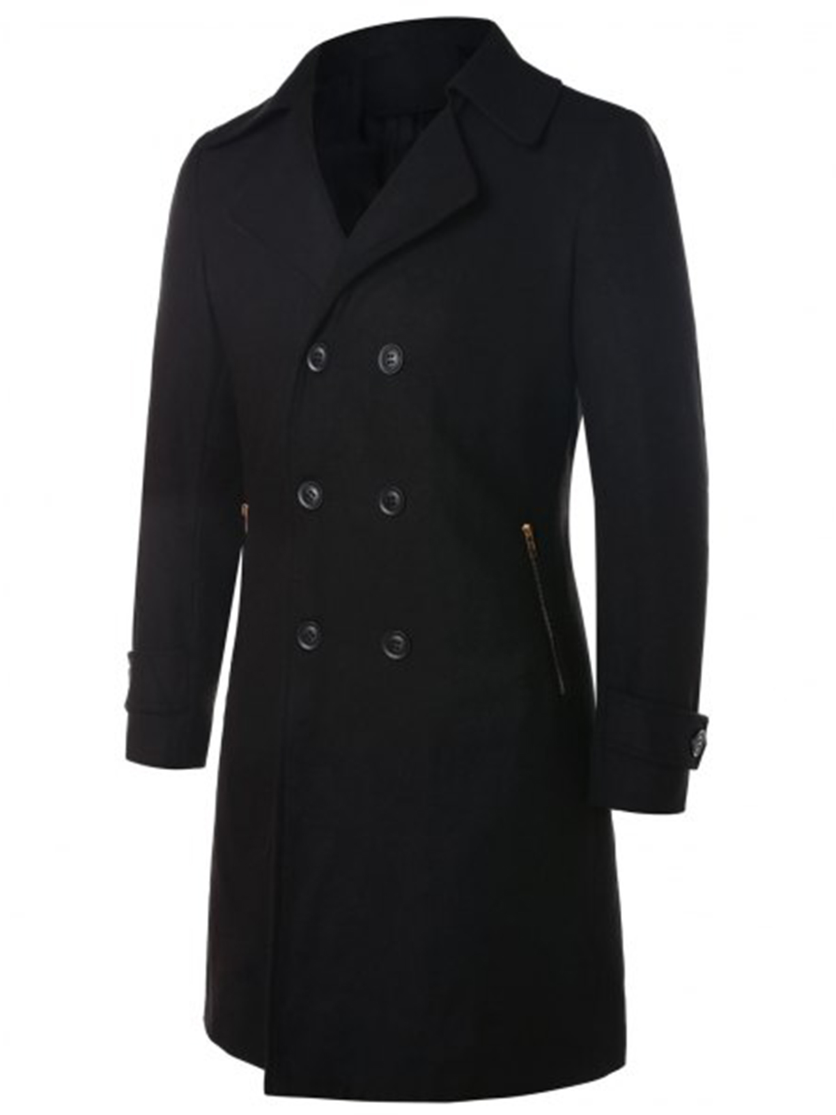 Unisex Wool Black Trench Coat