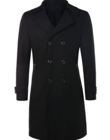 Unisex Wool Black Trench Coat