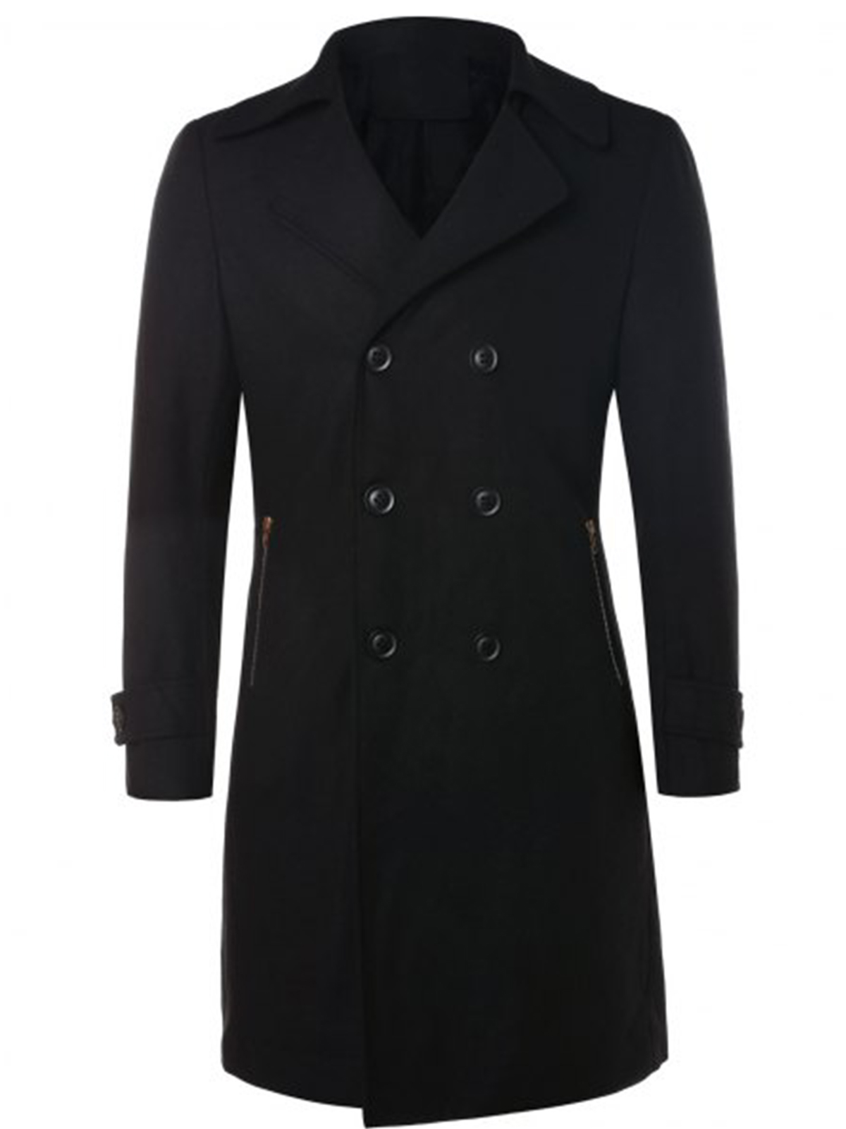 Unisex Wool Black Coat