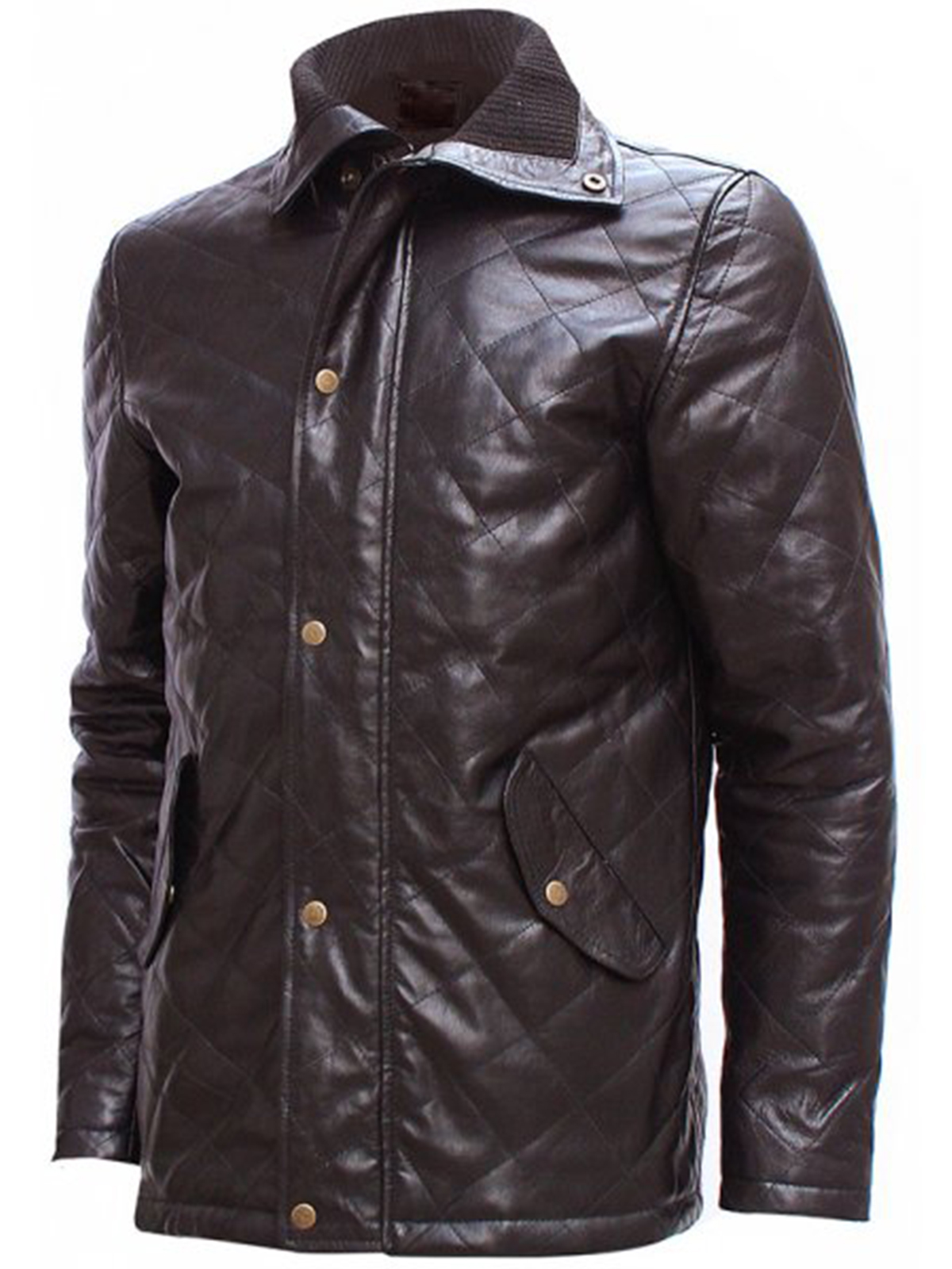Versatile Men Brown Quilted Leather Jacket