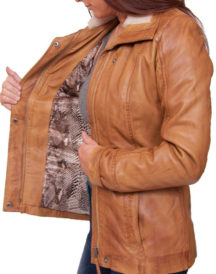 Women Antique Tan Brown Leather Jacket