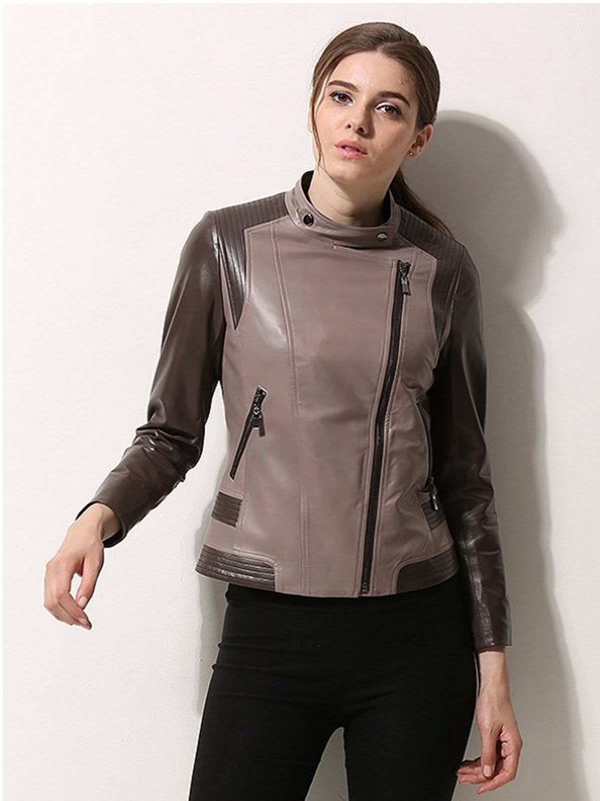 Women Asymmetrical Style Moto Biker Jacket
