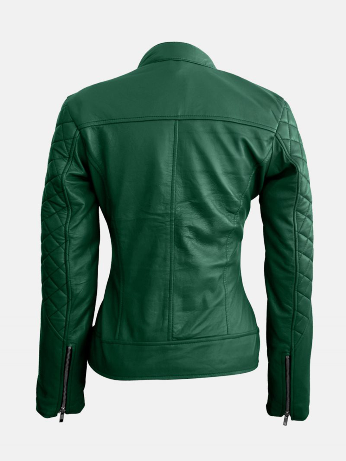 Women Green Quilted Genuine Leather Jacket