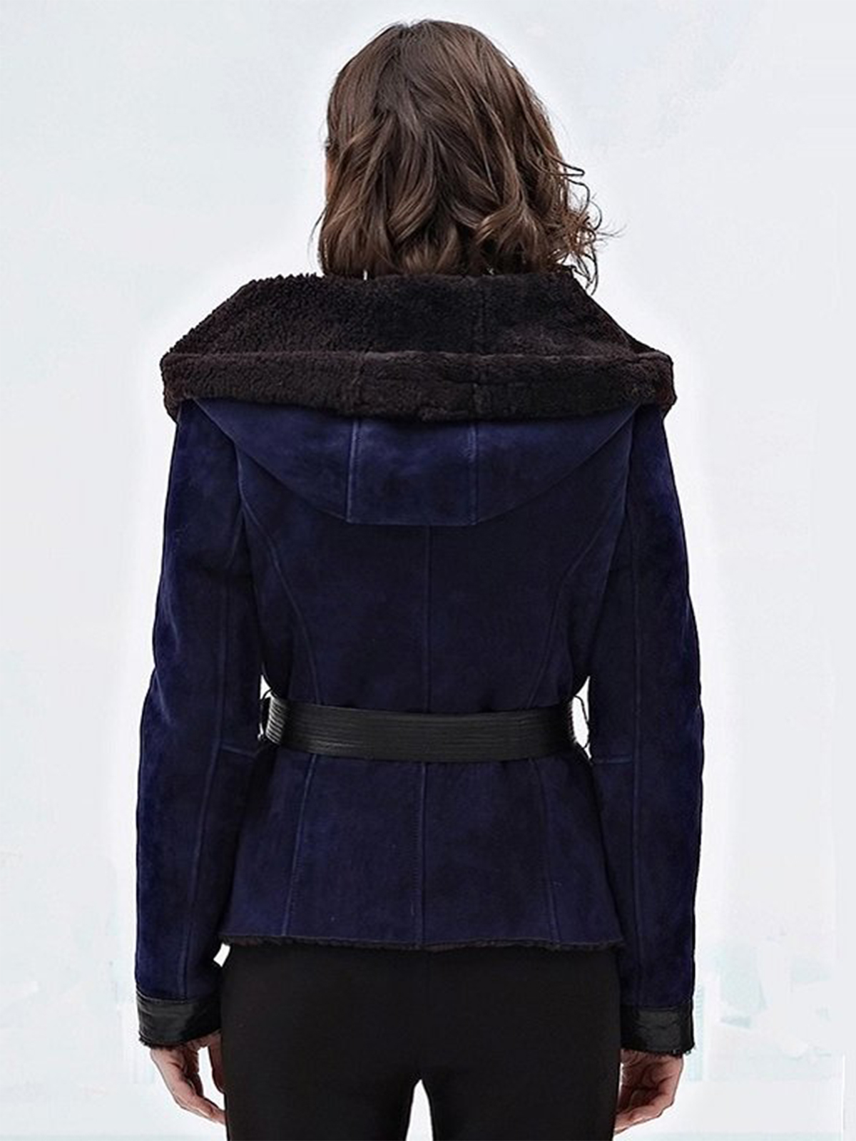 Womens Designer Winter Suede Leather Coat