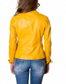 Yellow Classic women Leather Blazer