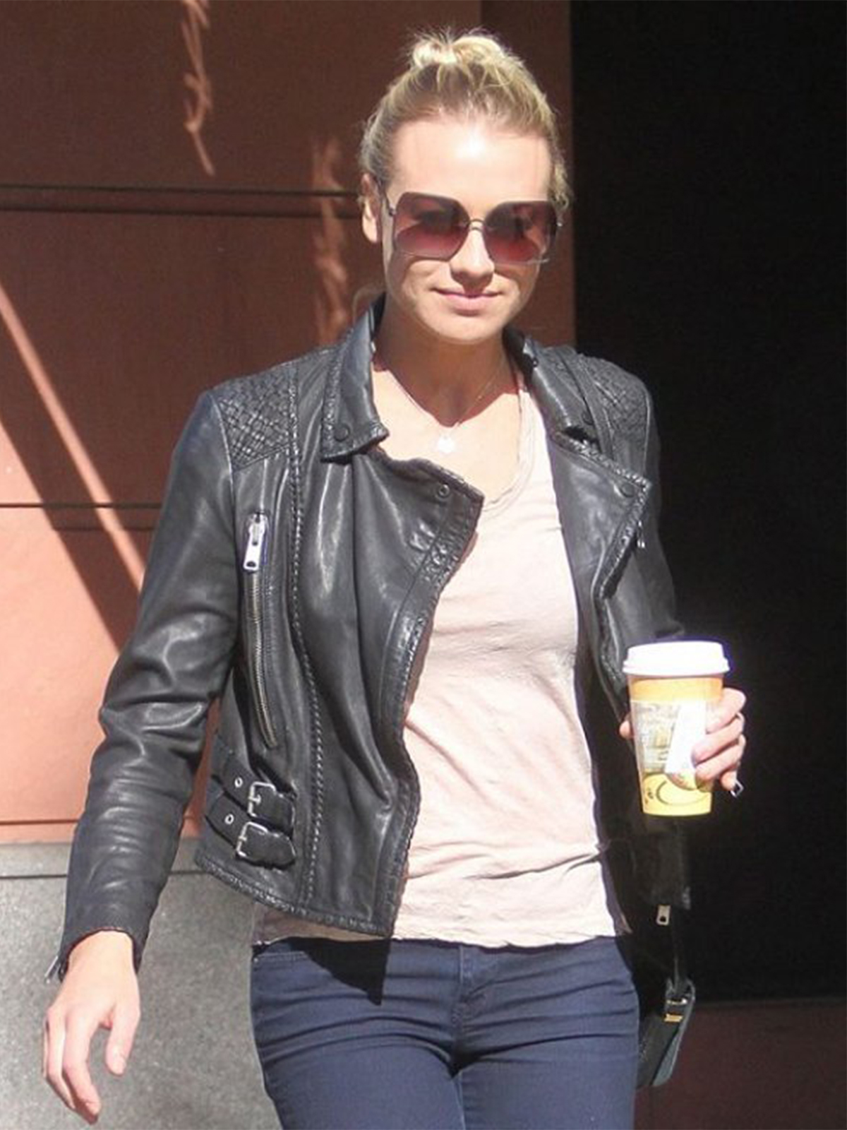 Yvonne Strahovski Leather Jacket