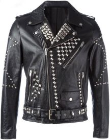 Black Motorcycle Studded Leather Jacket