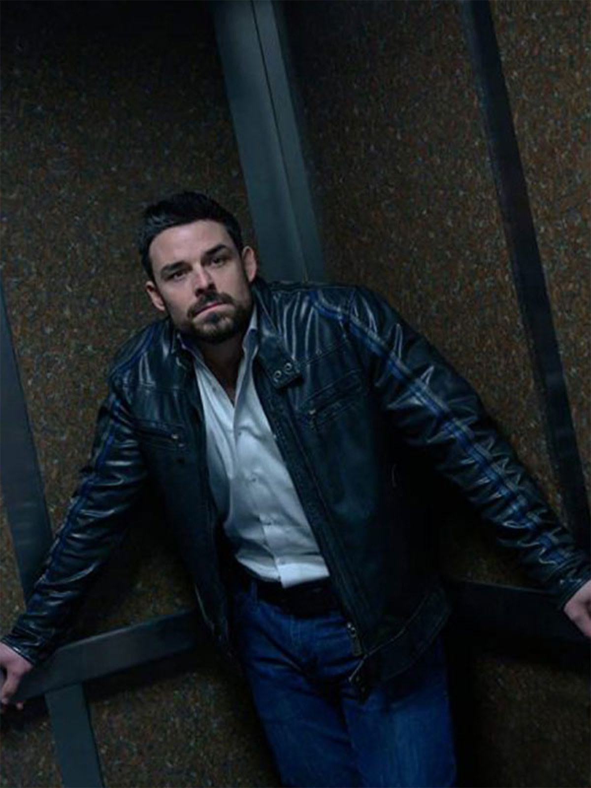 Detective Saks Torn Dark Bullets Leather Jacket