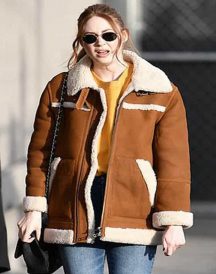 Elegant Karen Gillan Sheepskin Shearling Jacket Coat