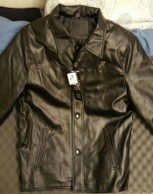 A. Collezioni Black Leather Jacket