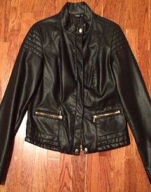 A.N.A Womens Black Faux Leather Jacket