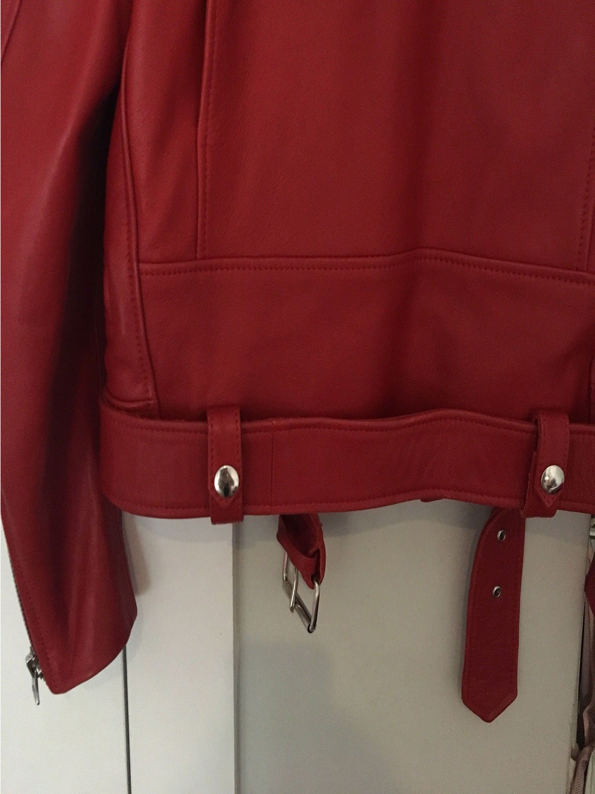 Acne Studios Mock Red Leather Jacket