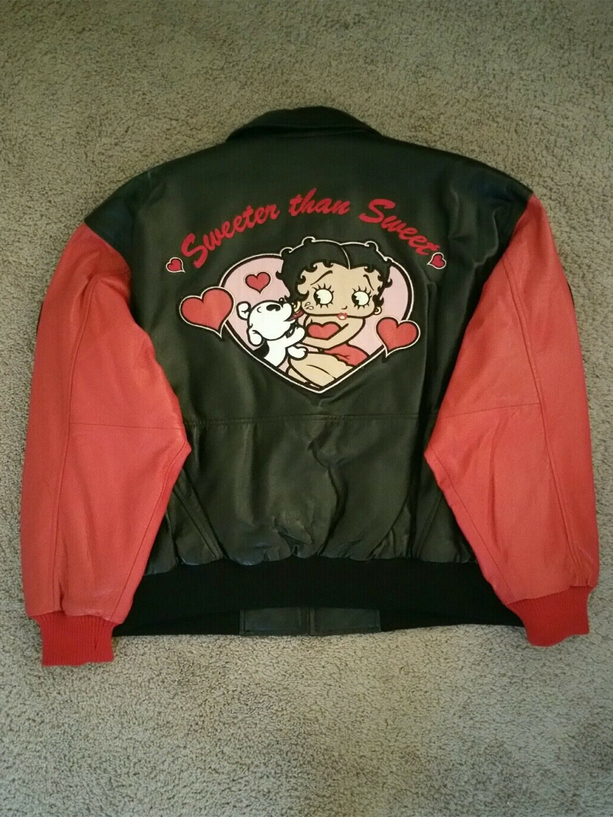 Betty Boop Black And Red Leather Jacket