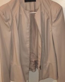 Blush Faux Leather Jacket With Shoulder Pads