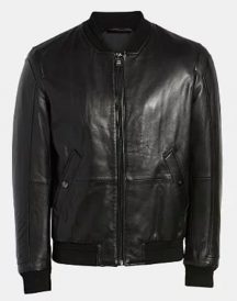 Boss Arinos Leather Bomber Jacket