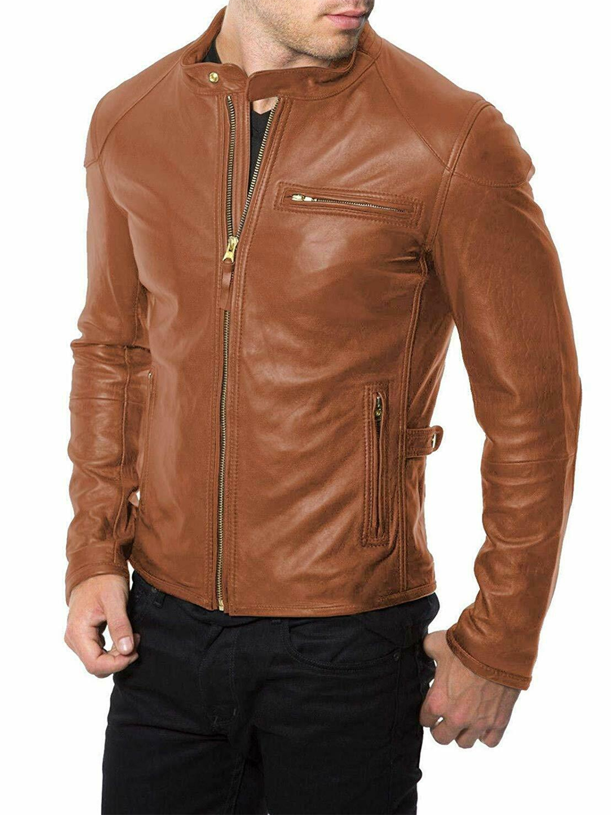 Children Fashion Boys Brown Leather Jacket