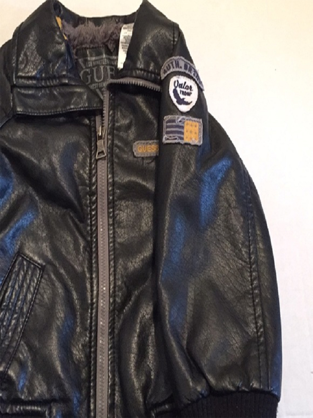 Guess Little Boys Black Leather Jacket