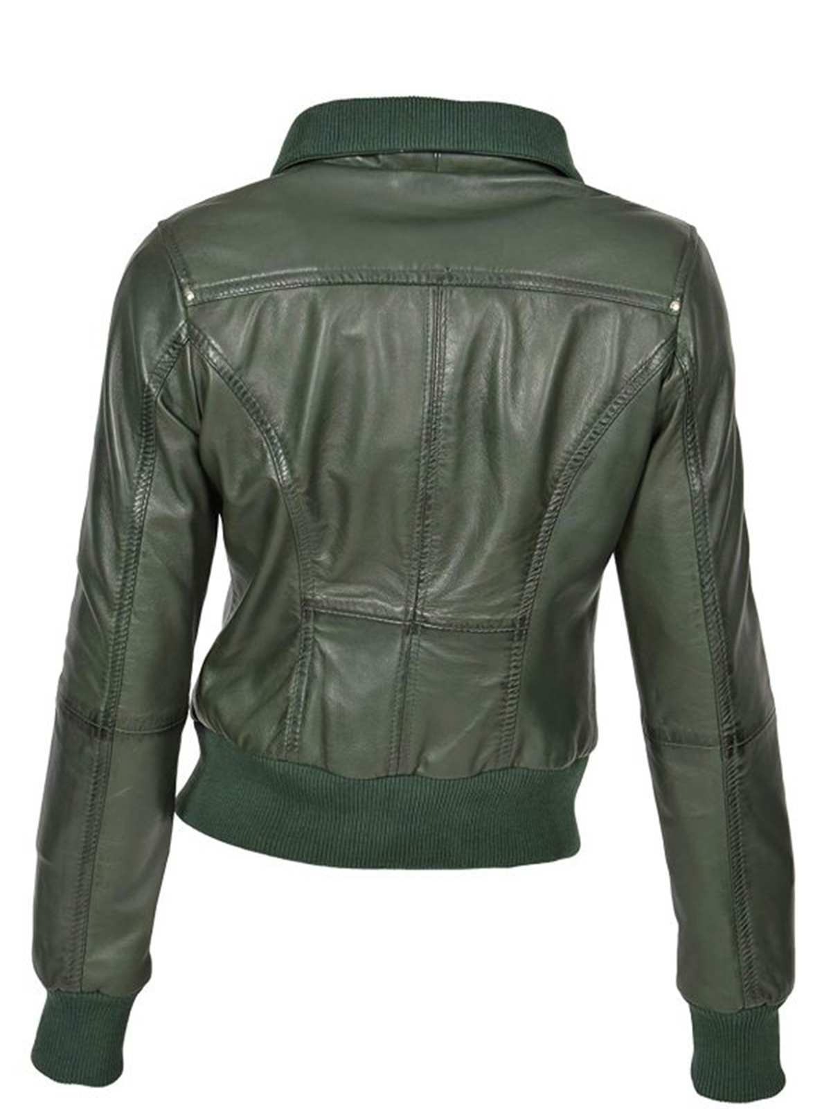 Ladies Green Bomber Real Jacket