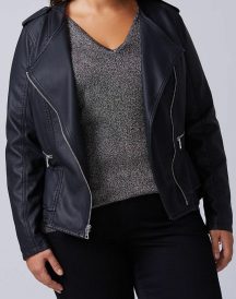 Lane Bryant Black Peplum Moto Faux Leather Jacket