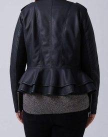 Lane Bryant Black Peplum Moto Leather Jacket