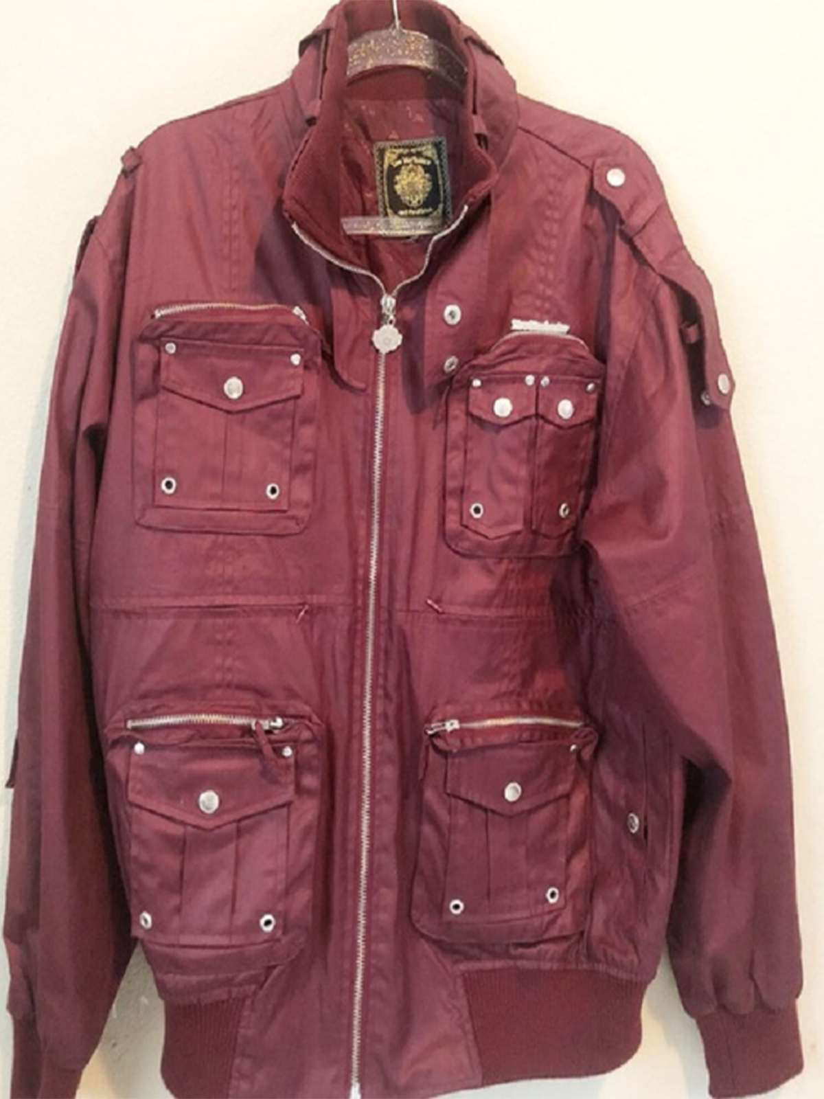 Live Mechanics Burgundy Bomber Cotton Jacket