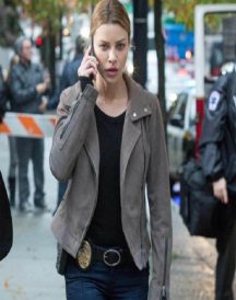 Lucifer Lauren German Grey Biker Leather Jacket