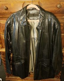 Marc Buchanan Crocodile Patern Pelle Pelle Leather Jacket