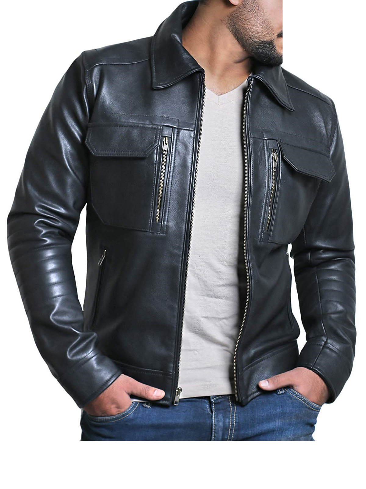 Men’s Genuine Lambskin Black Leather Jacket