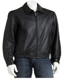 Men Croft & Barrow Leather Bomber Jacket