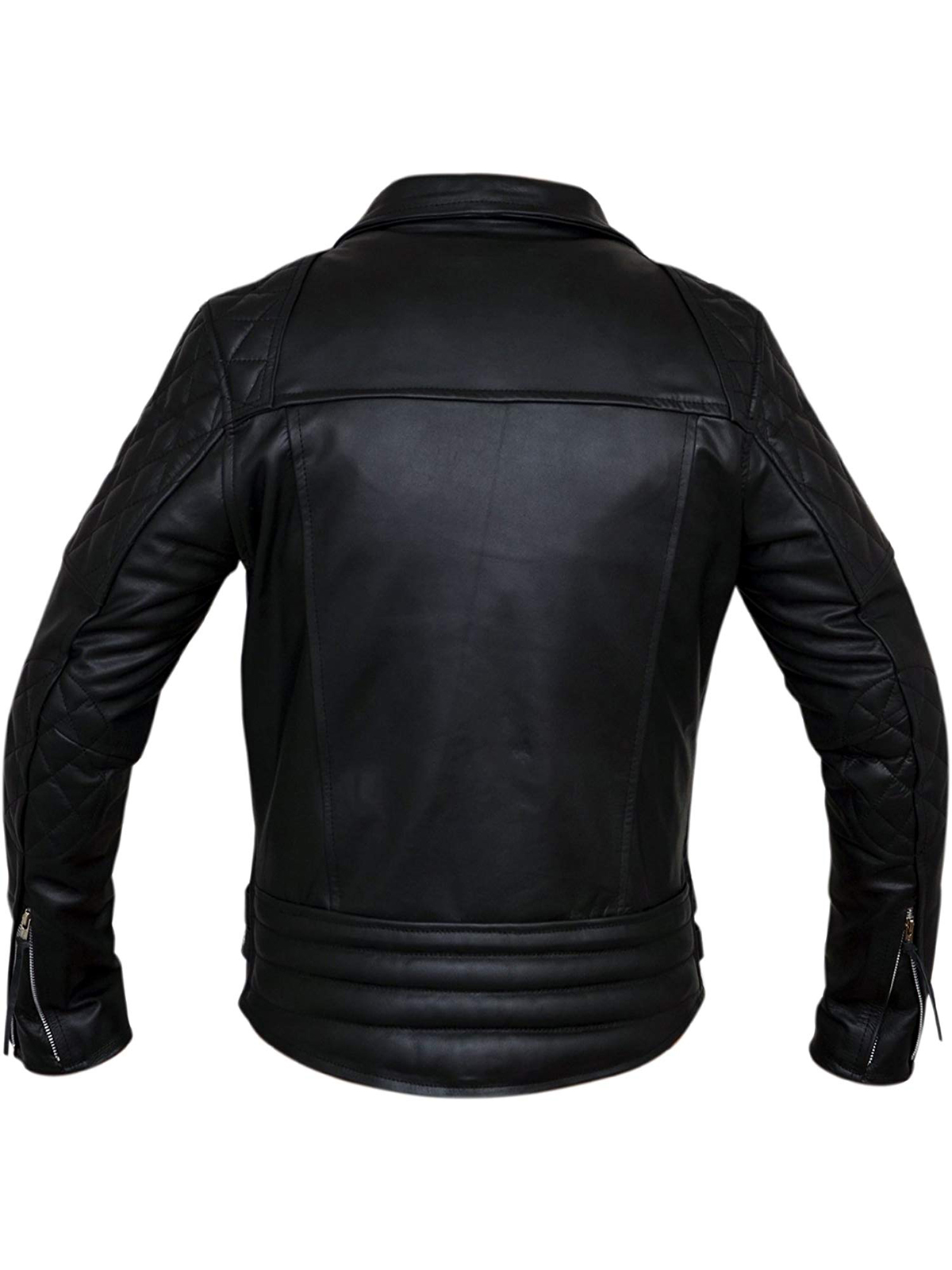Mens Classic Diamond Biker Leather Jacket