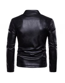 Mens Hipster Motorcycle Leather Jacket 2018 Winter Windproof Jacket