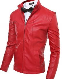 Mens Red Slim Fit Motorcycle Jacket