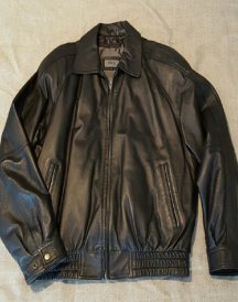 Mens XLD Black Bomber Leather Jacket