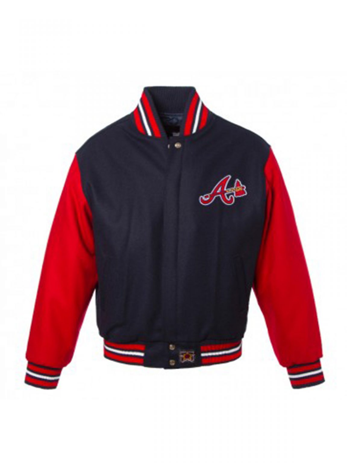 Men's Atlanta JH Design Braves 2 Tone Royal Wool Varsity Jacket Stars