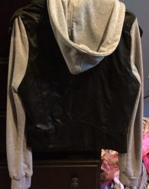 Men’s Moto Fashion Cloth Sleeves Leather Jacket