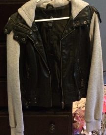 Men’s Moto Fashion Cloth Sleeves With Leather Jacket