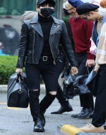 Men’s Yoongi Black Leather Jacket