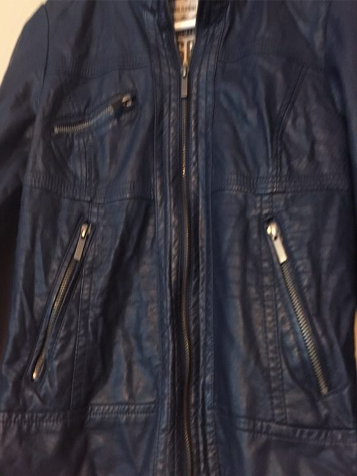 Route 66 Blue Zip Up Leather Jacket