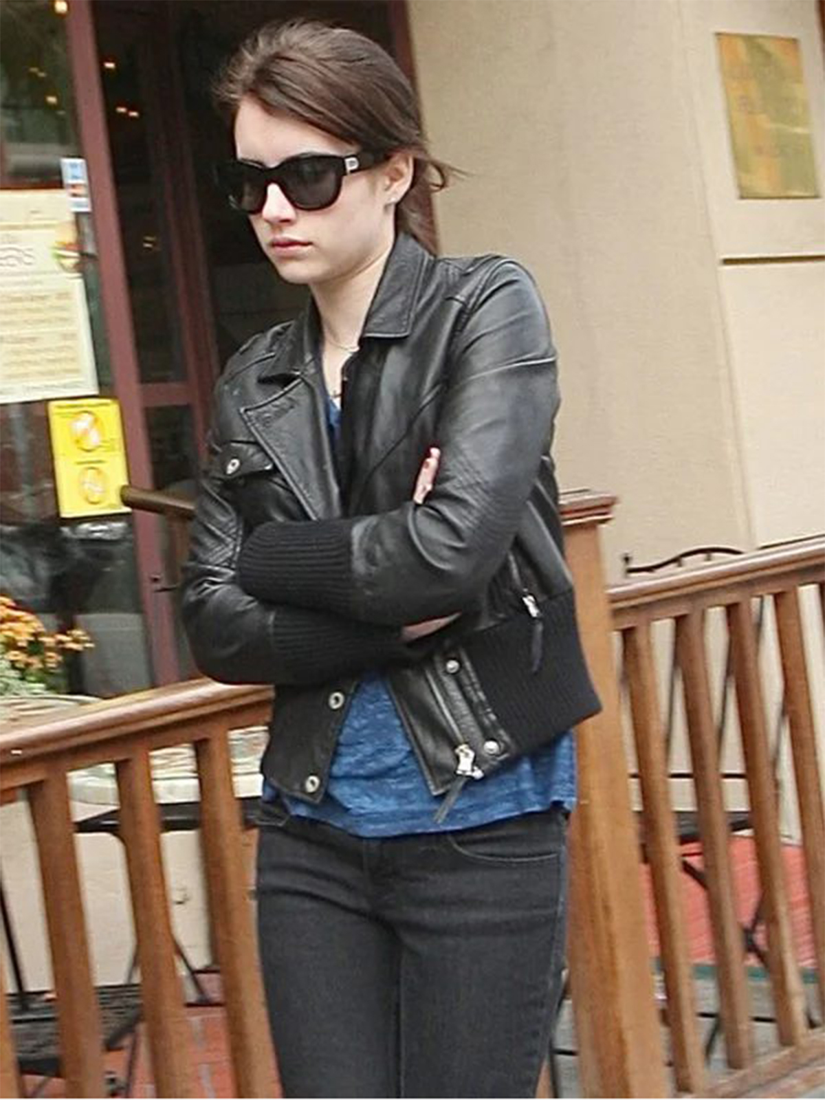 Singer Emma Rose Roberts Black Leather Jacket