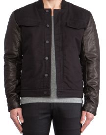 T By Alexander Wang Jean Jacket With Leather Sleeves