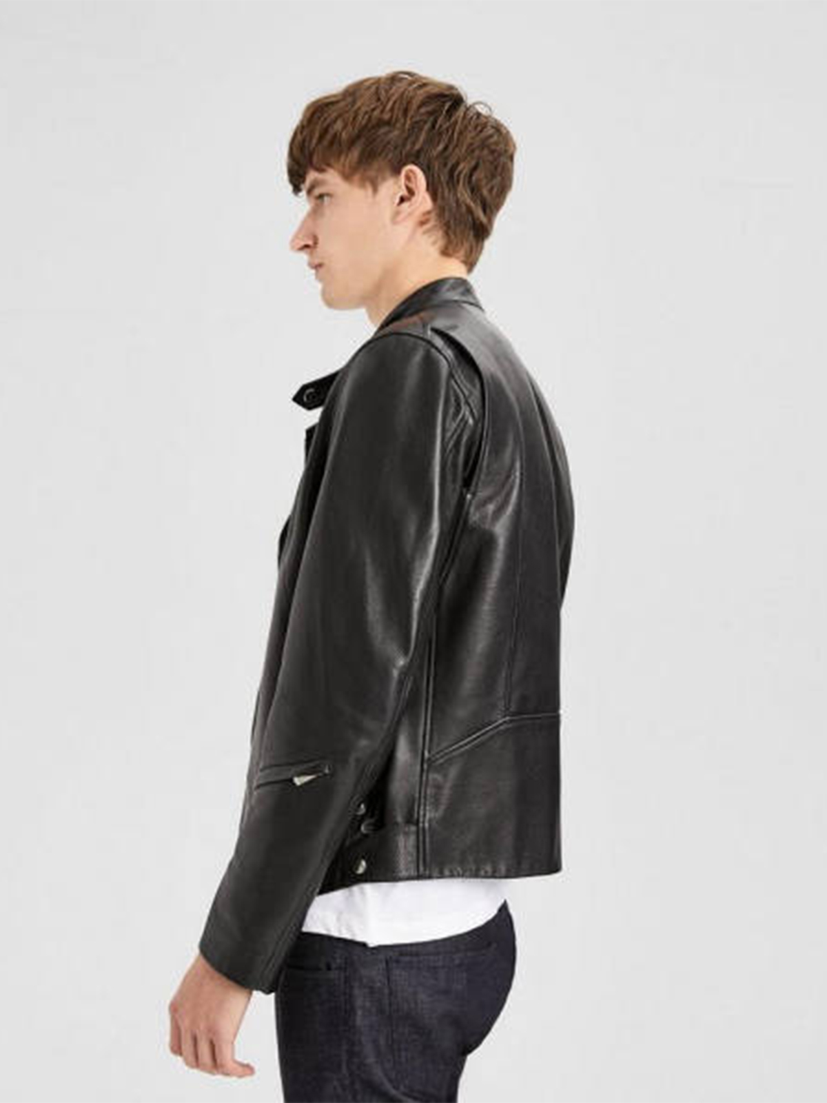 Theory Banded DB Black Leather Jacket